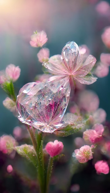 Close up of a flower with water droplets on it generative ai