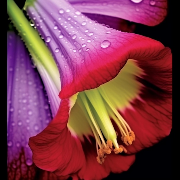 Photo a close up of a flower with water droplets on it generative ai