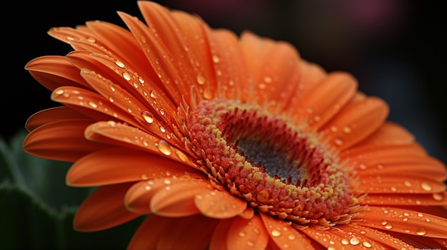 A close up of a flower with water droplets on it