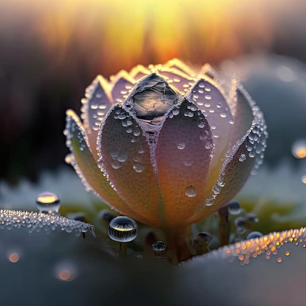 A close up of a flower with water droplets on it