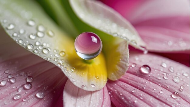 Foto un primo piano di un fiore con gocce d'acqua