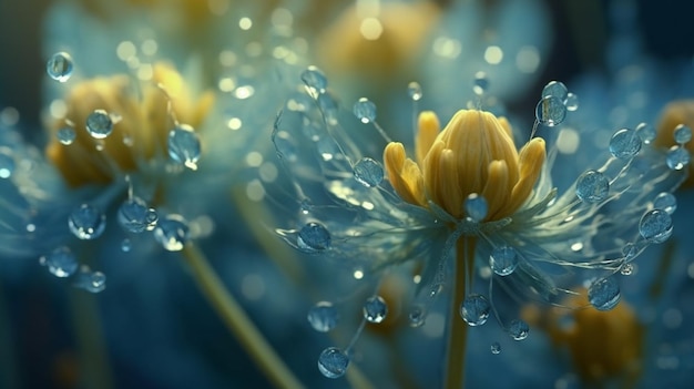 A close up of a flower with water drops on it