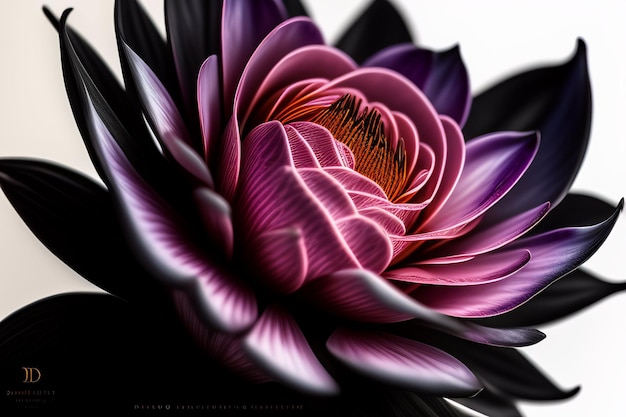 A close up of a flower with a white background