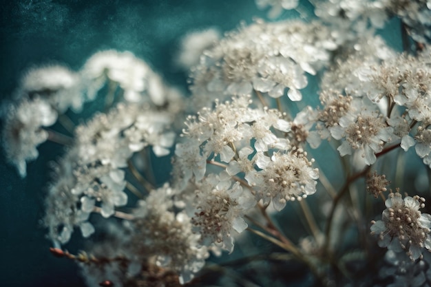 A close up of a flower with white flowers