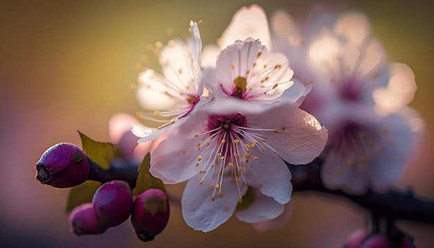 A close up of a flower with the word cherry on it