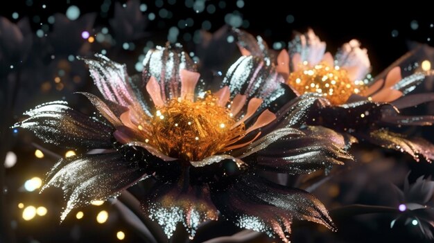 Foto un primo piano di un fiore con la parola fiore su di esso