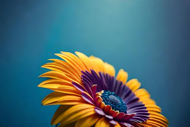 A close up of a flower with the yellow petals