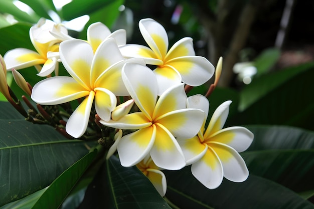 A close up of a flower with yellow and white flowers