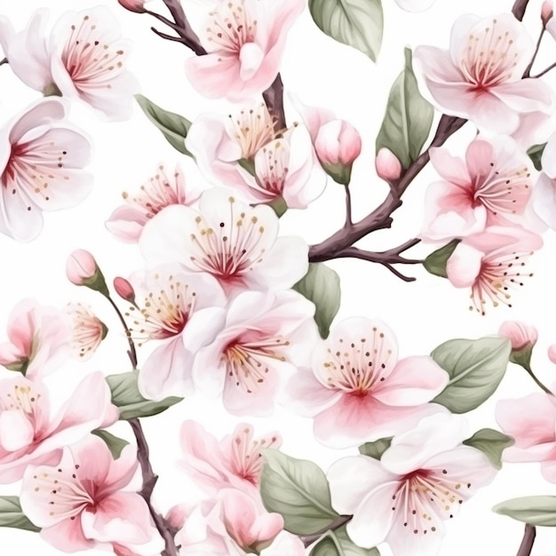 a close up of a flowered branch with pink flowers generative ai