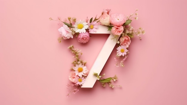 A close up of a flowered letter z on a pink background generative ai