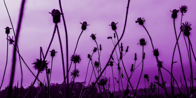 Close-up of flowering plants on field against sky during sunset