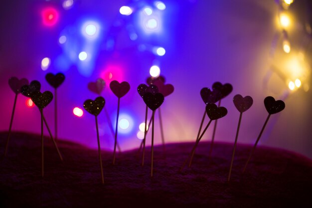 Close-up of flowers against sky at night