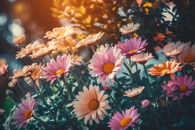 A close up of flowers in a garden