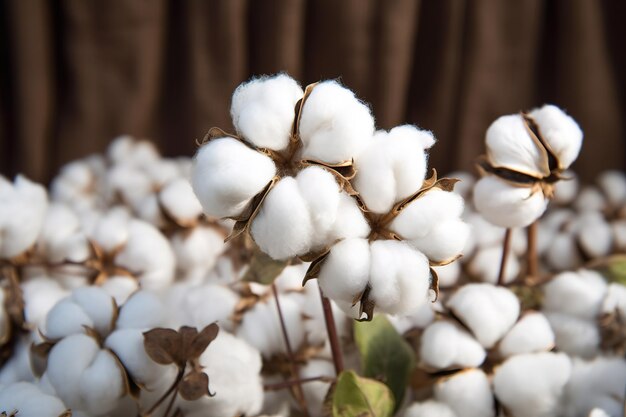 Close up of fluffy cotton flowers