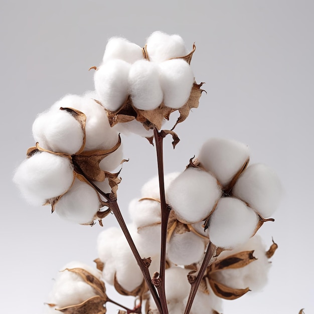 Close up of fluffy cotton flowers