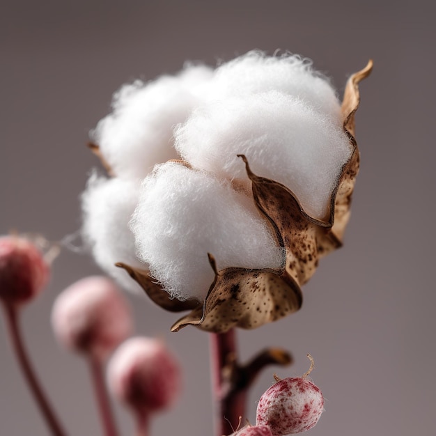 Close up of fluffy cotton flowers