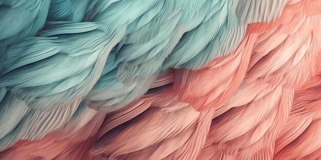 Photo a close up of a fluffy fabric with a pink and blue feather pattern.