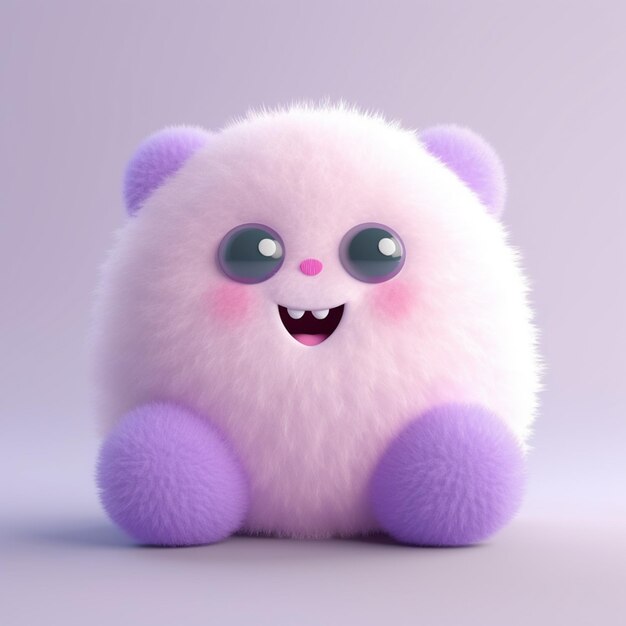 Photo a close up of a fluffy toy with a big smile on it generative ai