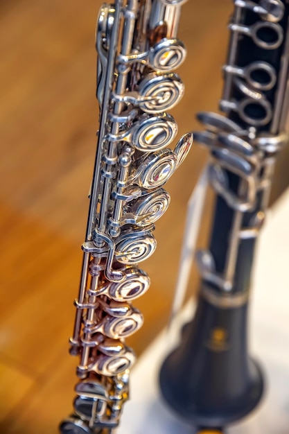 Photo close-up of flutes on table