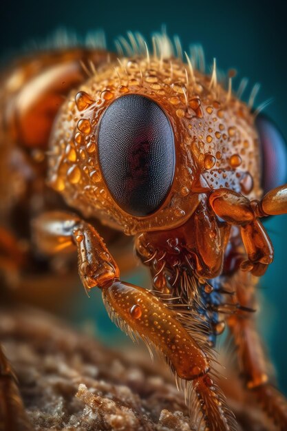 A close up of a fly's eyes