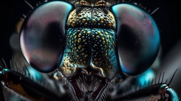 A close up of a fly's eyes