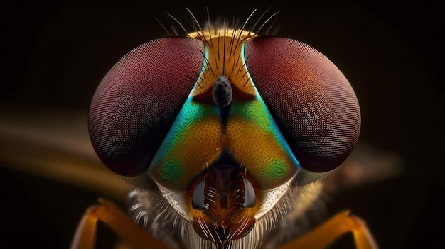 A close up of a fly's eyes