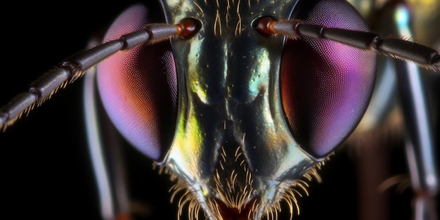 A close up of a fly's eyes