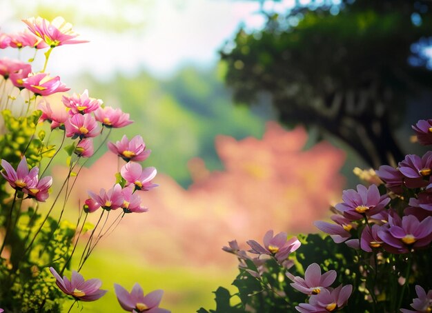 Close up focus of flowers in garden on object