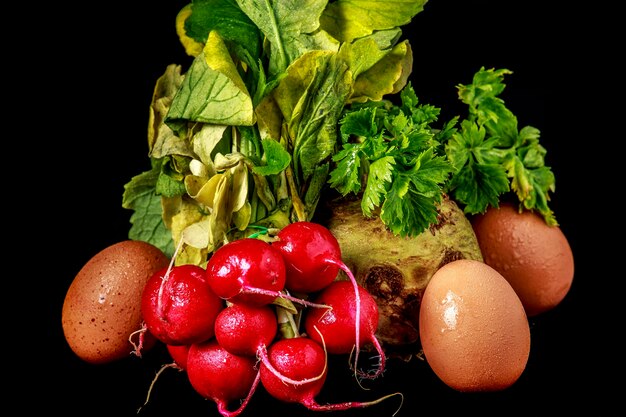 Close-up of food against black background