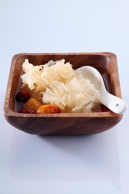 Close-up of food in bowl over white background