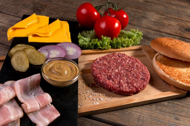 Close-up of food on cutting board