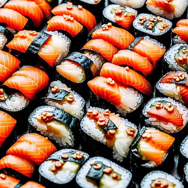 Close up food photography of a sushi created with Generative AI technology