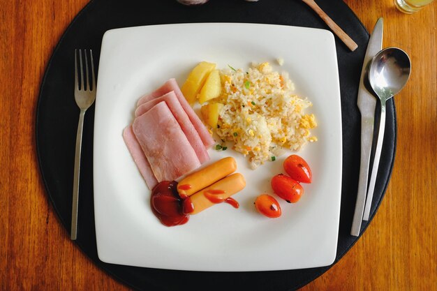 Close-up of food in plate on table