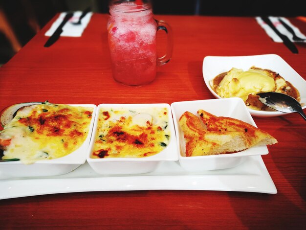 Close-up of food in plate on table