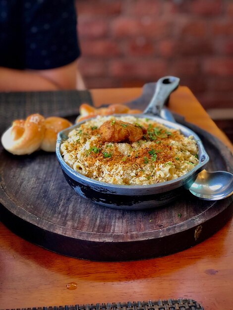 Close-up of food in plate on table