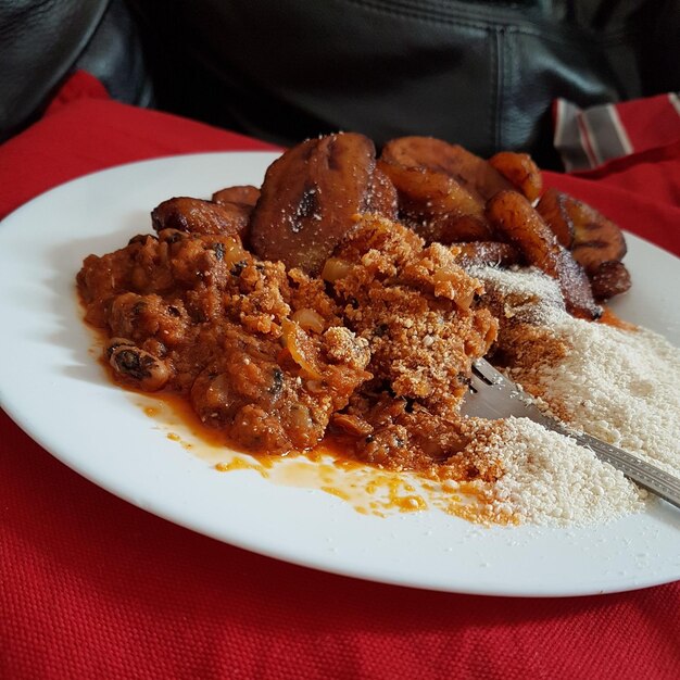 Close-up of food in plate on table