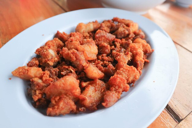 Close-up of food in plate on table