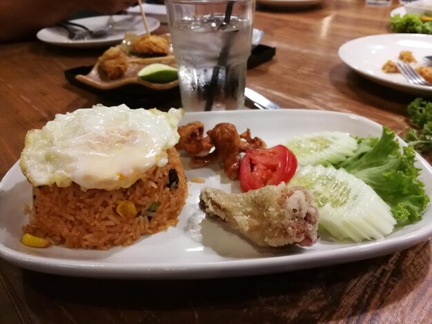 Close-up of food in plate on table