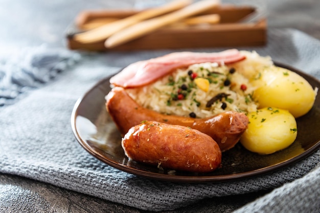 Close-up of food in plate on table