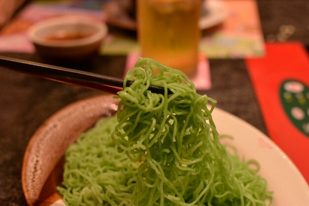 Close-up of food in plate on table