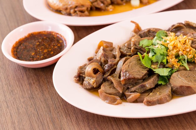 Close-up of food in plate on table