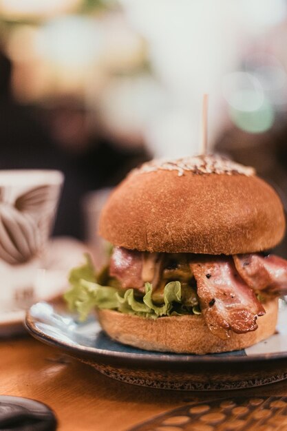 Close-up of food in plate on table