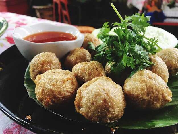 Photo close-up of food served in plate