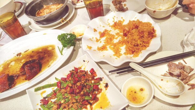 Close-up of food served in plate