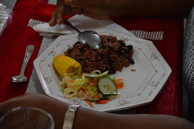 Close-up of food served in plate