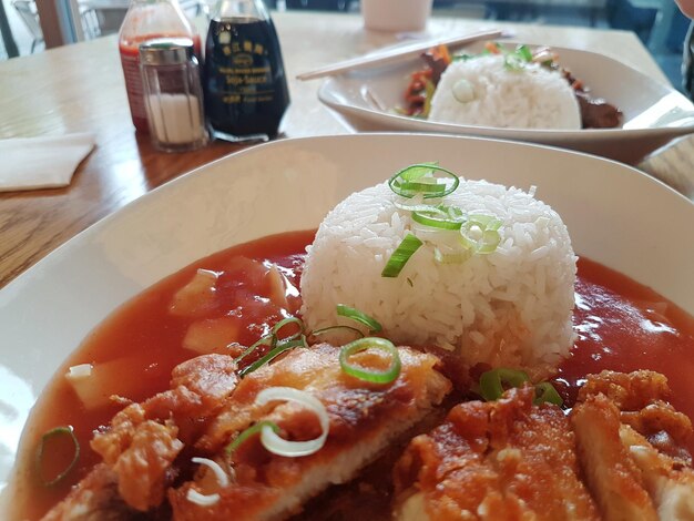 Close-up of food served in plate