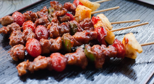 Close-up of food served on table