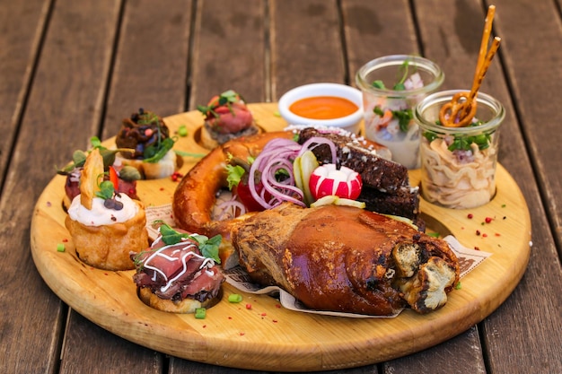 Close-up of food served on table