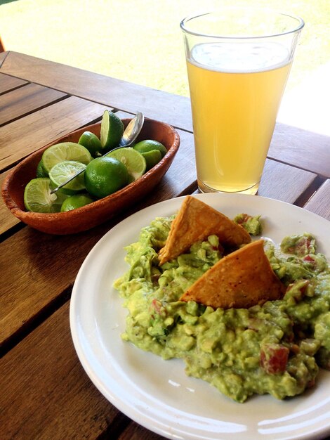 Close-up of food served on table