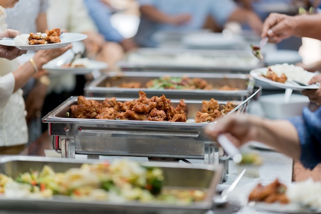 Photo close up on food serving at an event